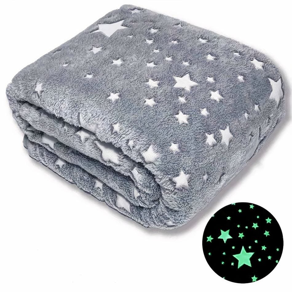 La Peluche 100x70cm Plaid fluorescent étoiles brillantes