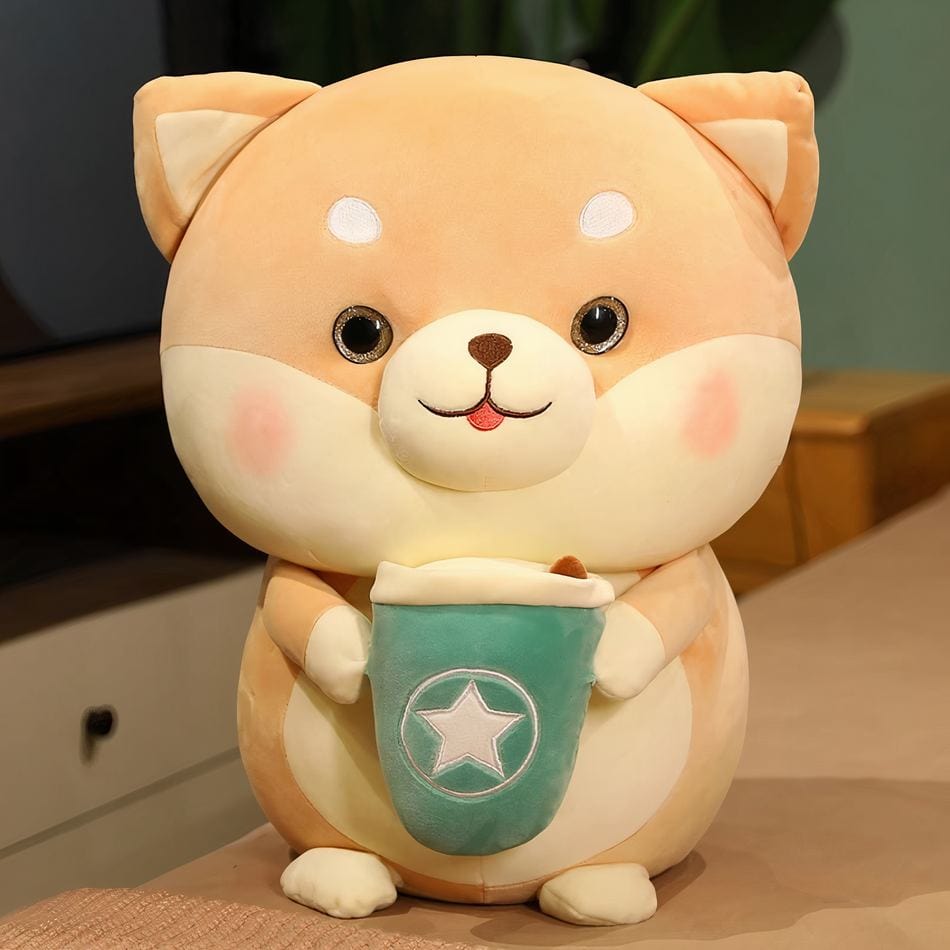 La Peluche 20cm / Marron Peluche chien avec Bubble Tea