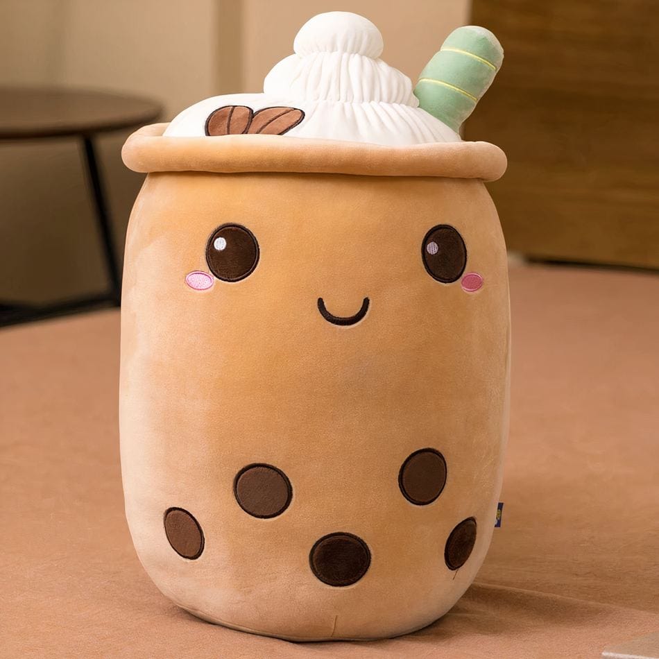 La Peluche 22-24cm / Marron Peluche coussin Bubble tea doux