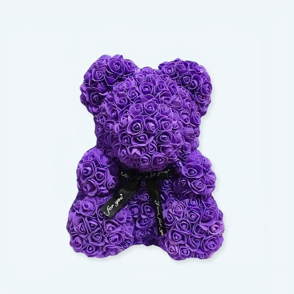 La Peluche 25cm Peluche ours avec fleur violette