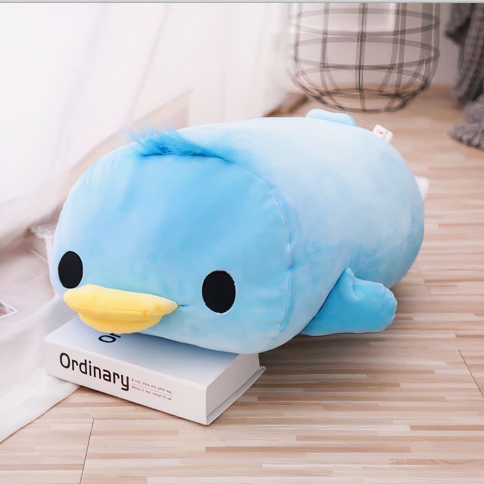 La Peluche 50cm / Bleu Peluche oreiller canard couché