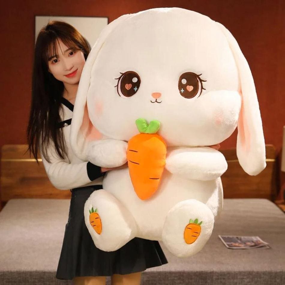 La Peluche 80cm Peluche lapin avec une carotte