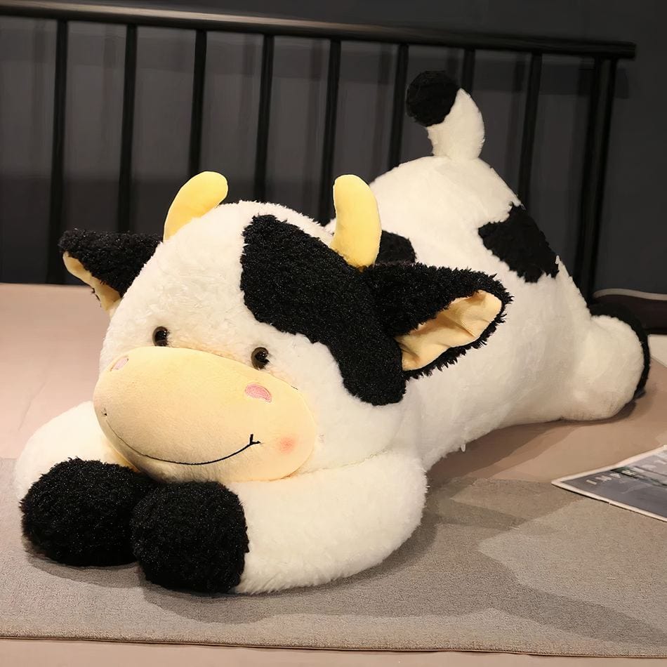 La Peluche 90cm / Noir Peluche vache géante mignonne
