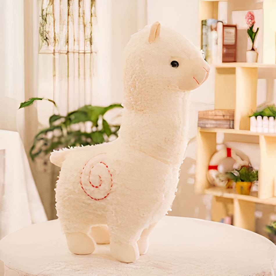 La Peluche Blanc Peluche alpaga à robe colorée