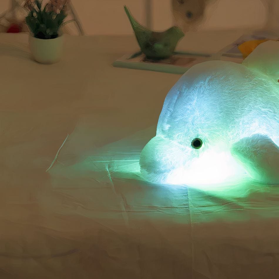 La Peluche Blanc Peluche dauphin lumineux