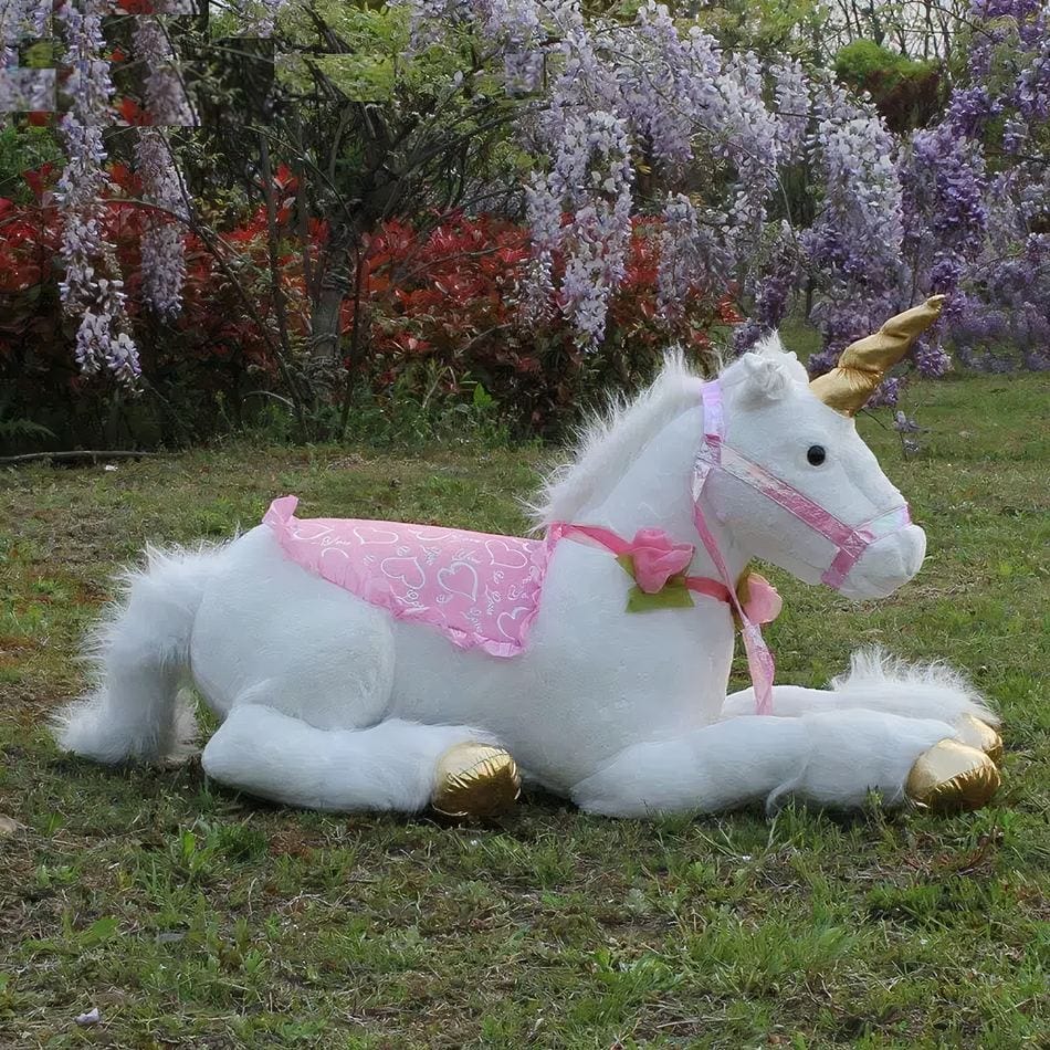 La Peluche Grande peluche licorne cheval blanc