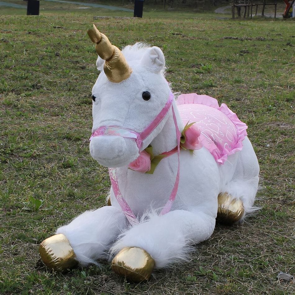 La Peluche Grande peluche licorne cheval blanc