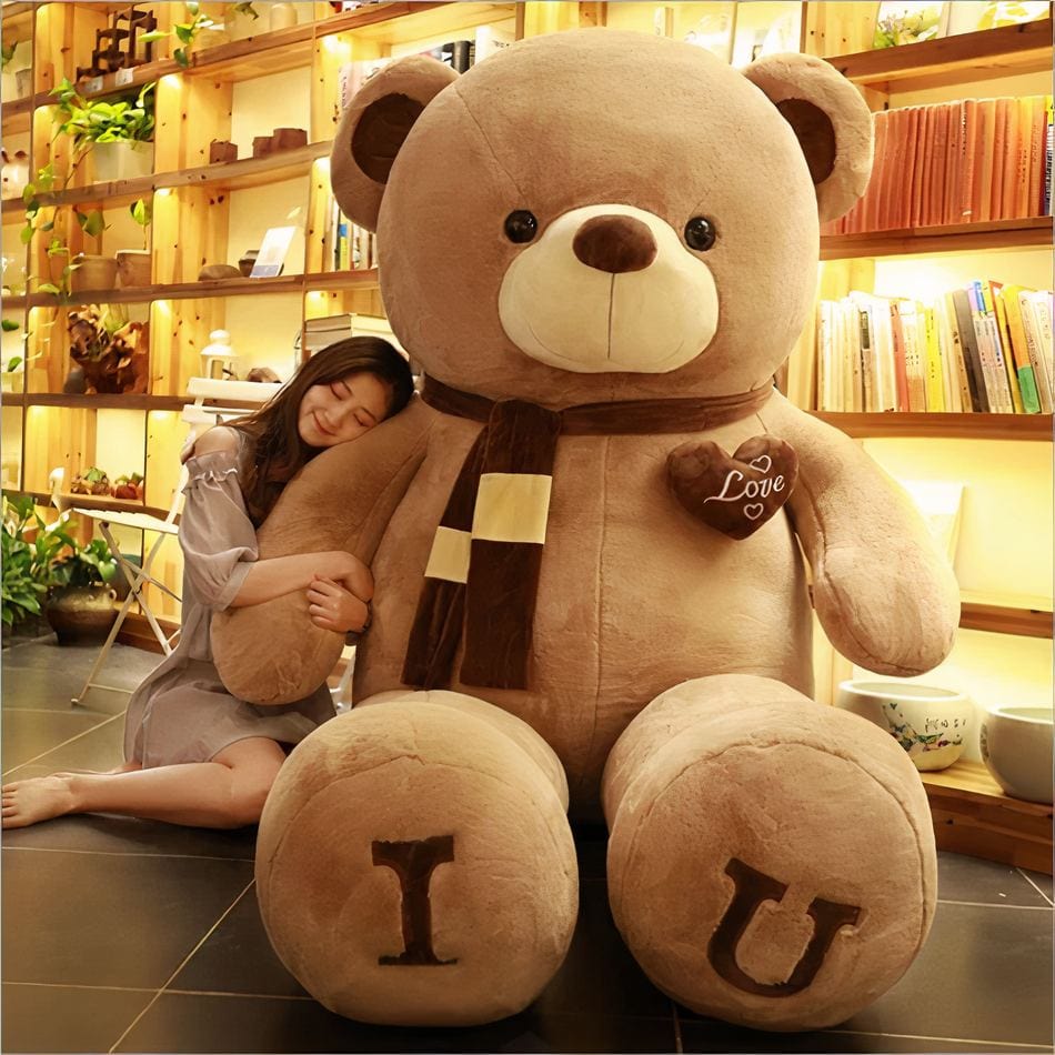 La Peluche Marron / 80cm Peluche ours géant rose