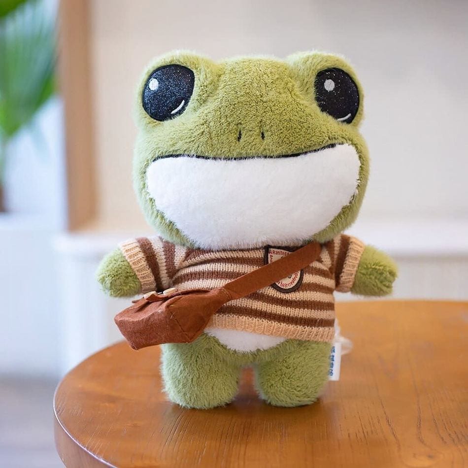 La Peluche Marron Peluche grenouille avec sac