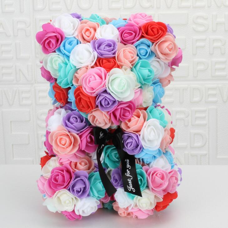 La Peluche Multicolore Ourson en rose pour Saint-Valentin
