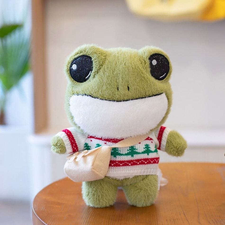 La Peluche Multicolore Peluche grenouille avec sac