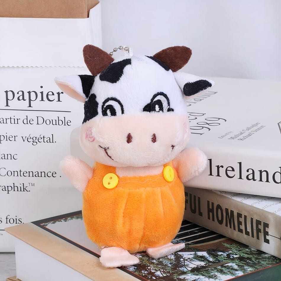 La Peluche Orange Peluche vache porte-clés