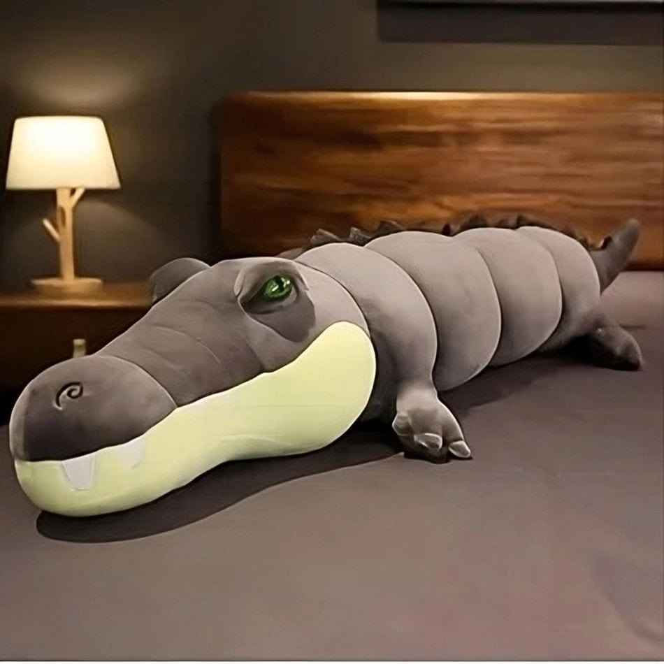 La Peluche Peluche alligator gris géante
