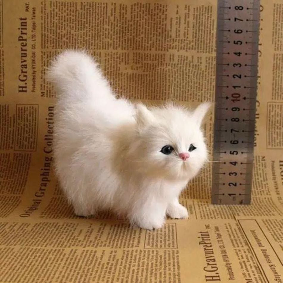 La Peluche Peluche chaton poilu blanc