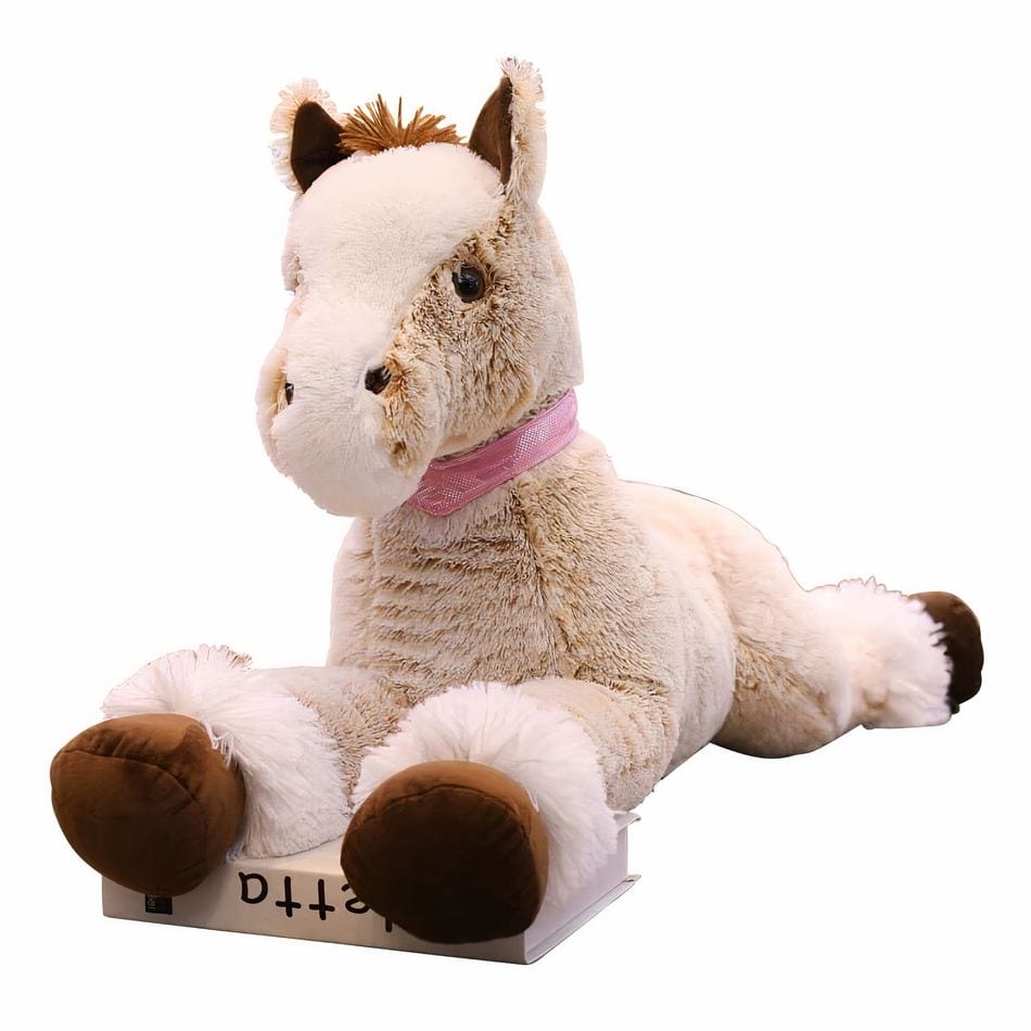 La Peluche Peluche cheval beige couché
