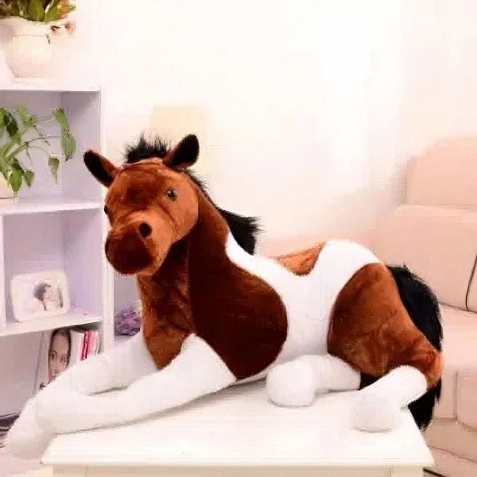 La Peluche Peluche cheval blanc marron