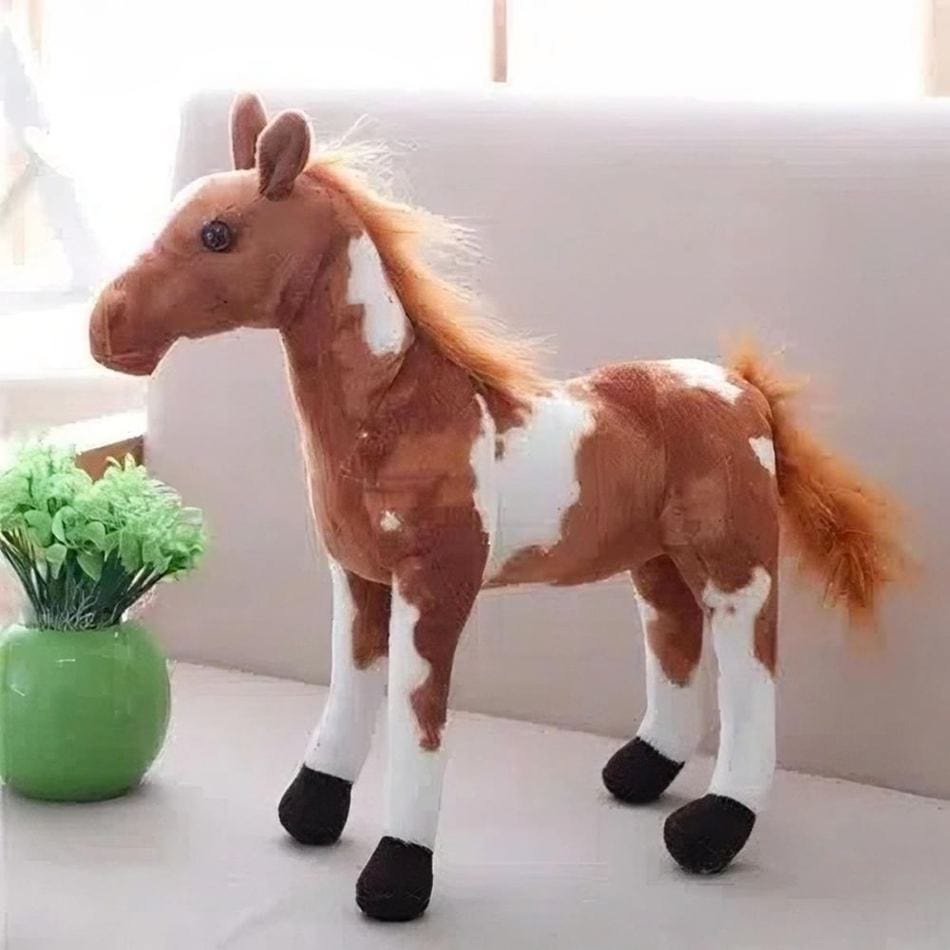 La Peluche Peluche cheval marron et blanc