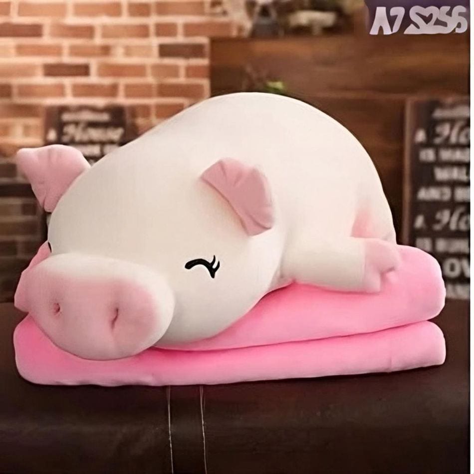 La Peluche Peluche cochon blanc heureux