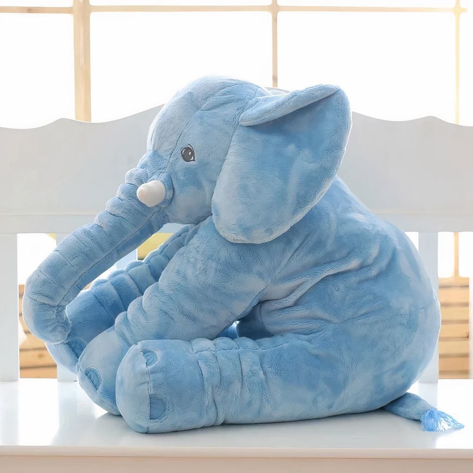 La Peluche Peluche éléphant oreiller bleue