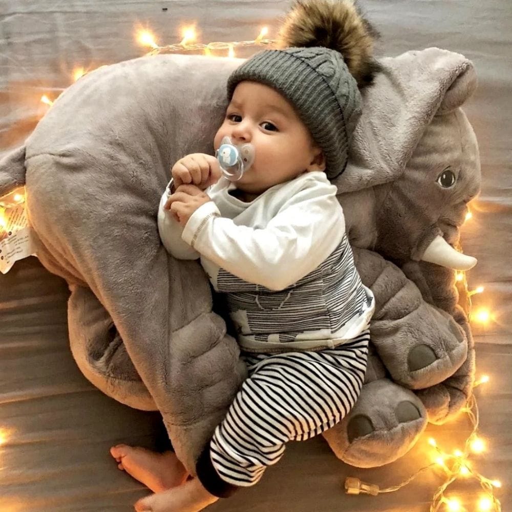 La Peluche Peluche éléphant oreiller grise