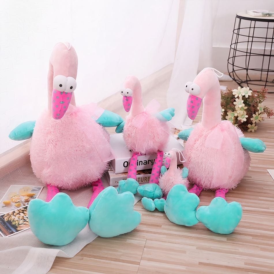 La Peluche Peluche flamant rose rigolo