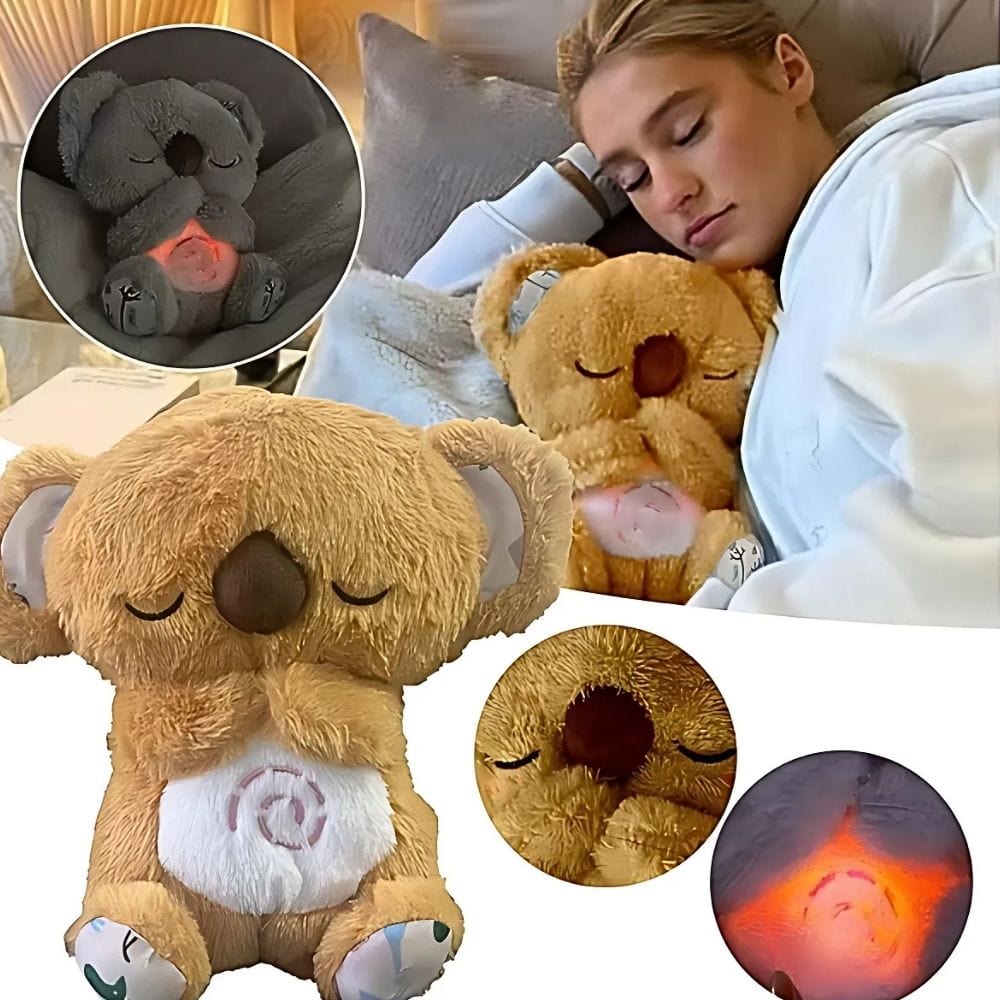 La Peluche Peluche koala jaune ou grise respirante musicale
