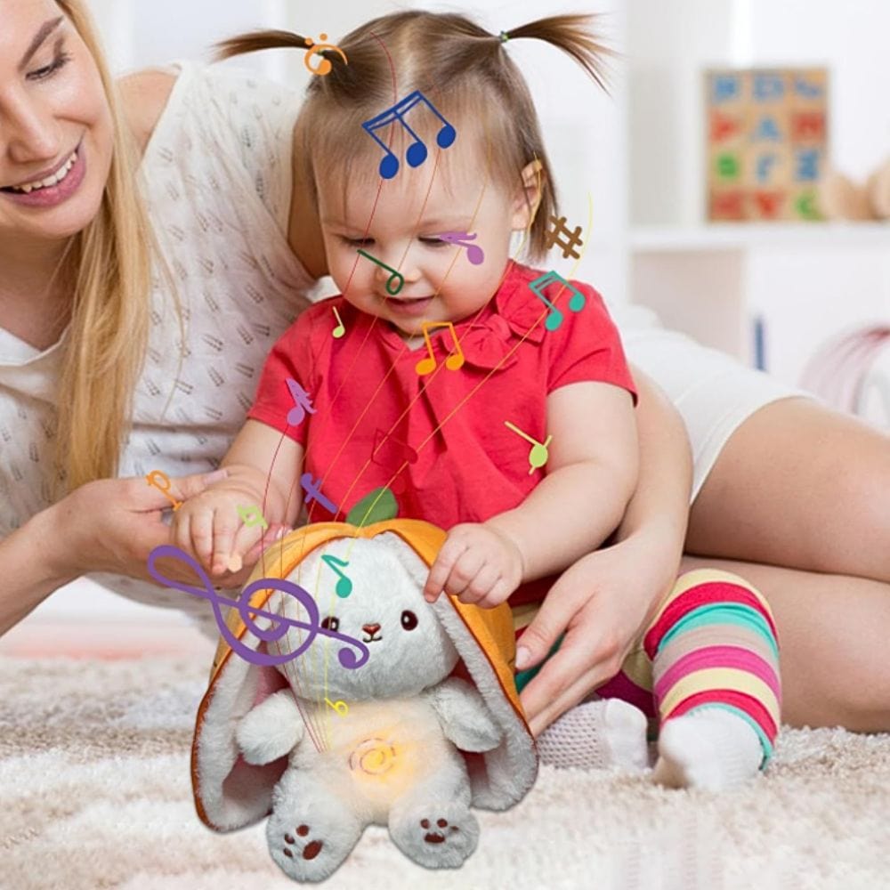 La Peluche Peluche lapin carotte respirante et berceuses