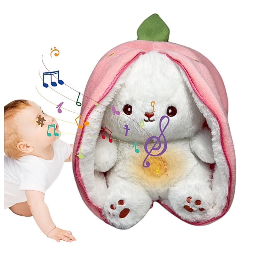 La Peluche Peluche lapin fraise respirante et berceuses