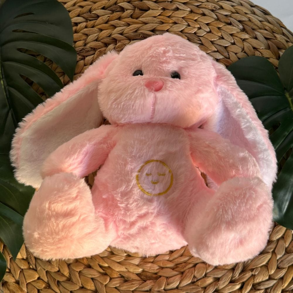 La Peluche Peluche lapin veilleuse rose respirante