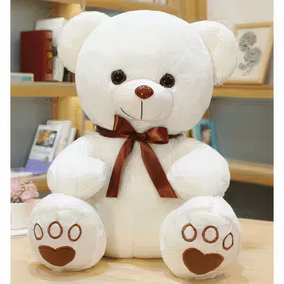 La Peluche Peluche ours blanc avec ruban