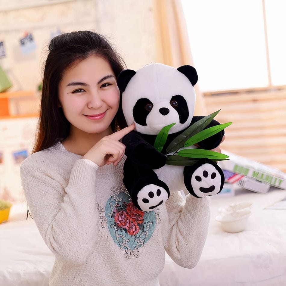 La Peluche Peluche panda avec feuilles