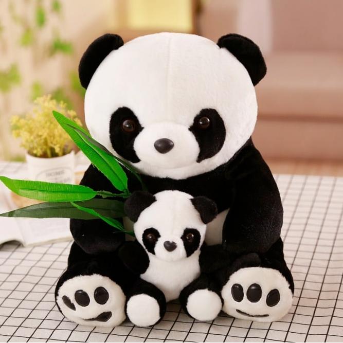 La Peluche Peluche panda maman et bébé