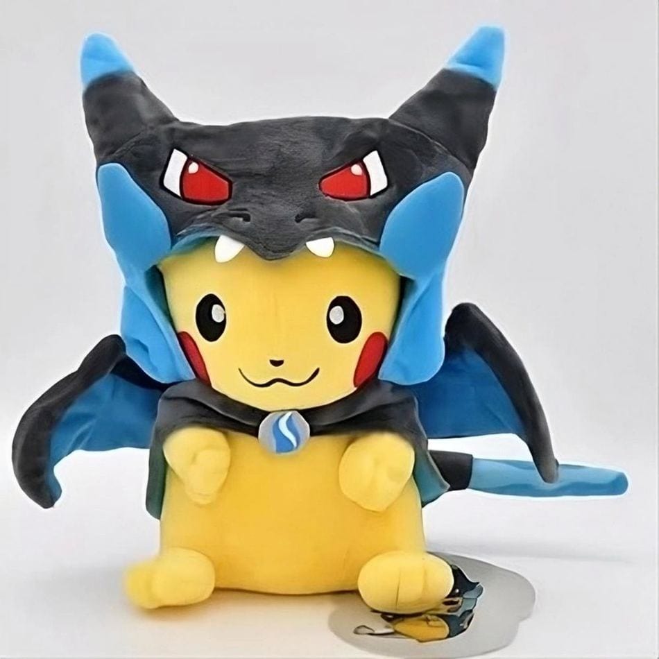 La Peluche Peluche Pikachu en costume Méga Dracaufeu X