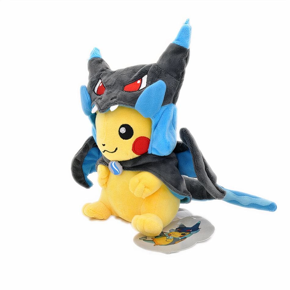 La Peluche Peluche Pikachu en costume Méga Dracaufeu X