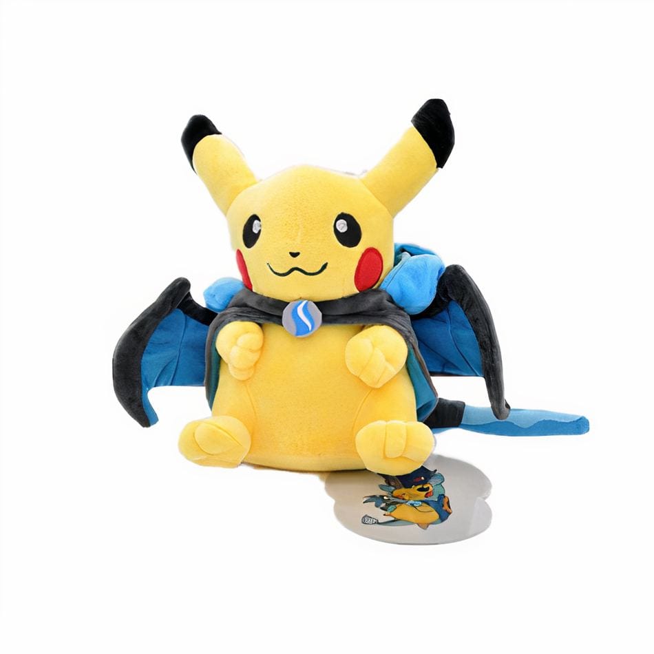 La Peluche Peluche Pikachu en costume Méga Dracaufeu X