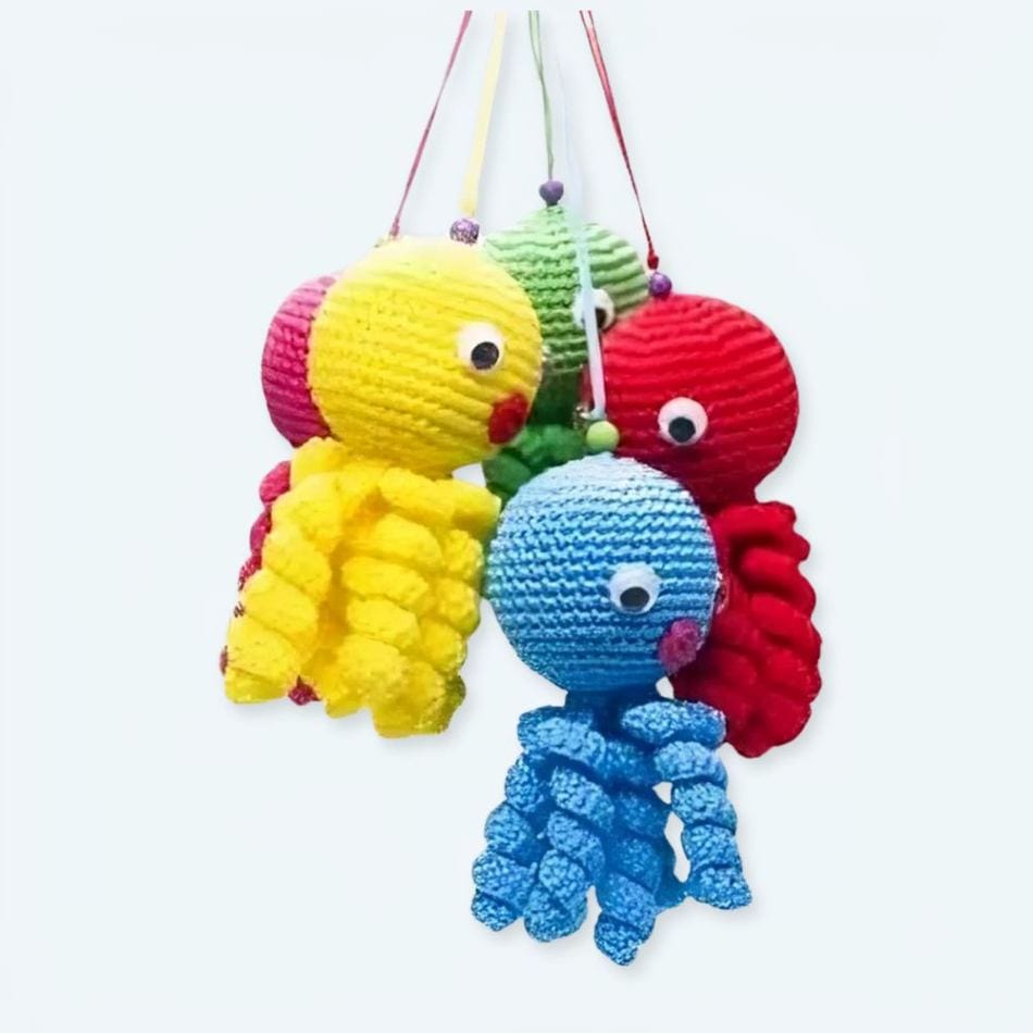 La Peluche Peluche poulpe jaune tricot