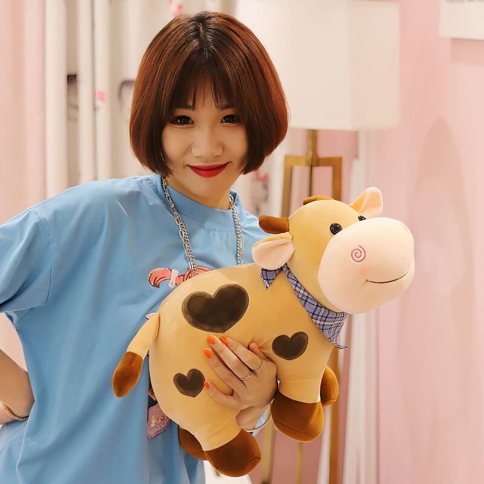 La Peluche Peluche vache motif coeur