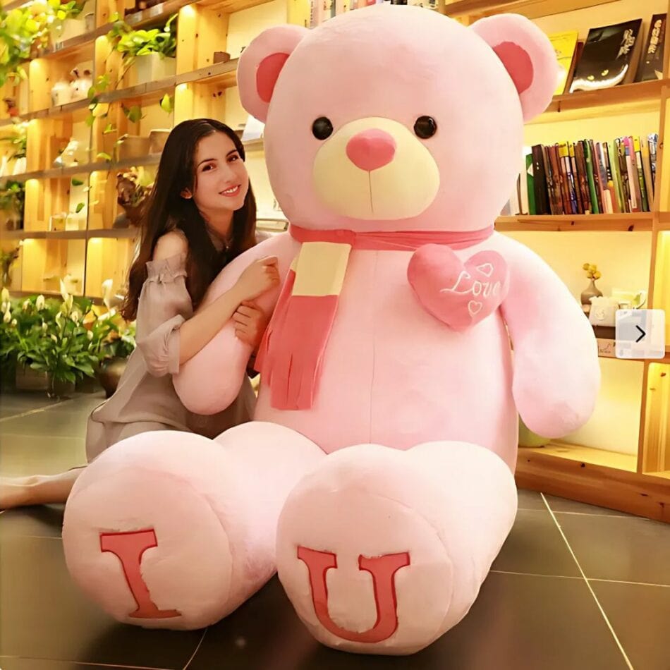 La Peluche Rose / 80cm Peluche ours géant rose