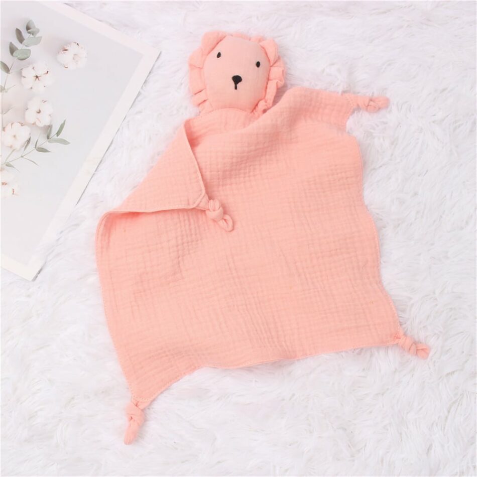 La Peluche Rose Doudou lion coton