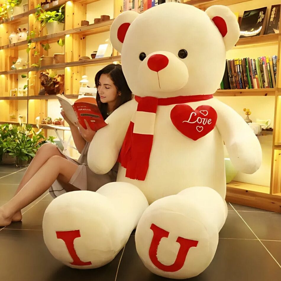 La Peluche Rouge / 80cm Peluche ours géant rose