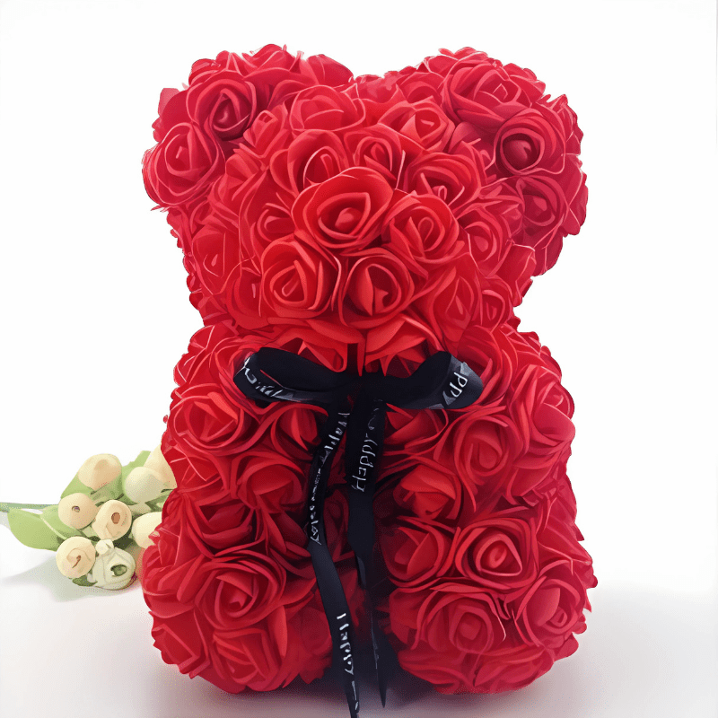 La Peluche Rouge Ourson en rose pour Saint-Valentin