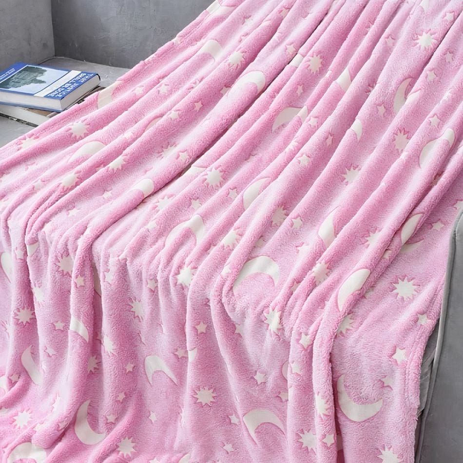 La Peluche 100x75cm Plaid lune et étoile éclairantes