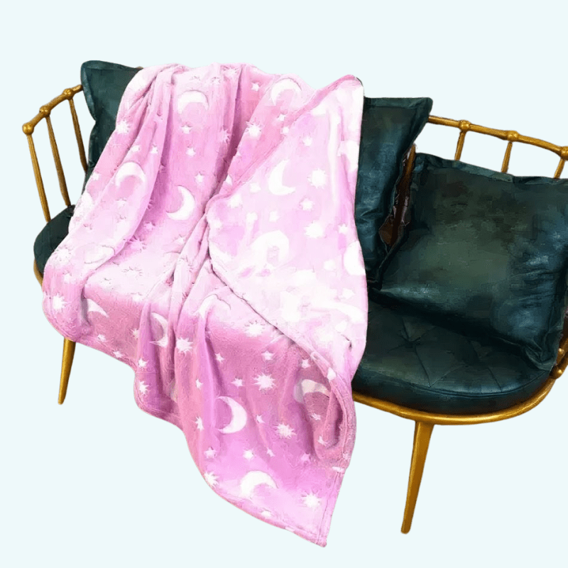 La Peluche 100x75cm Plaid lune et étoile éclairantes