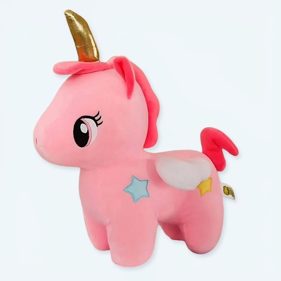 La Peluche 10cm Peluche licorne rose avec corne dorée