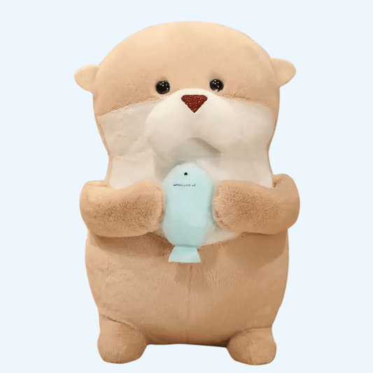 La Peluche 11cm Peluche loutre et son poisson