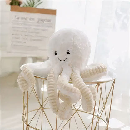 La Peluche 18cm / Blanc Peluche pieuvre souriante