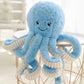 La Peluche 18cm / Bleu Peluche pieuvre souriante