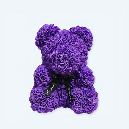 La Peluche 25cm Peluche ours avec fleur violette
