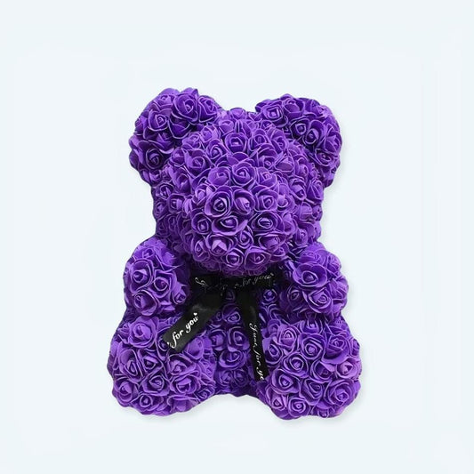 La Peluche 25cm Peluche ours avec fleur violette