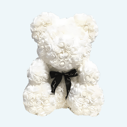 La Peluche 25cm Peluche ours en rose blanche